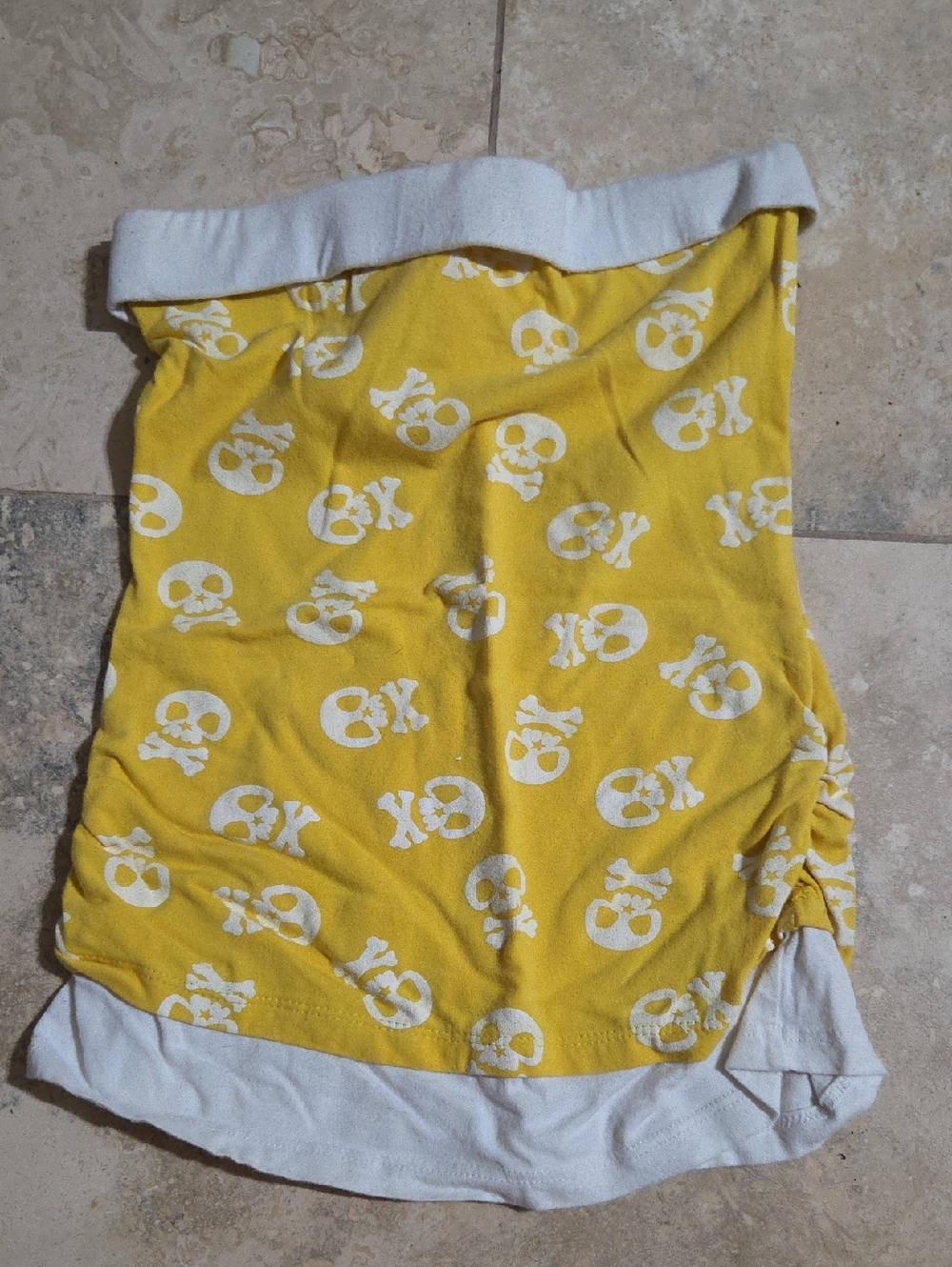 Bling Bling Size Medium Yellow Tube Top Skull Crossbones Graphic